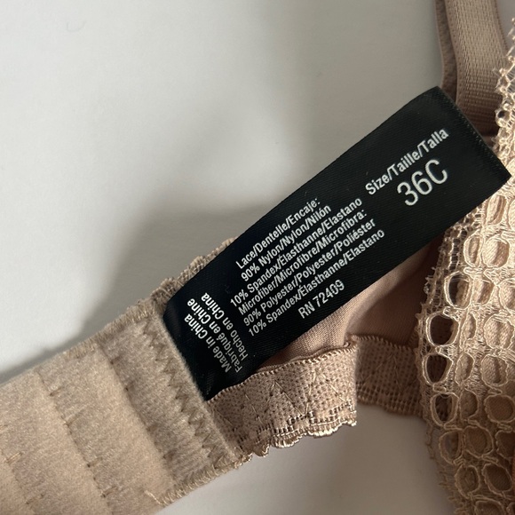 Rene Rofe Women's Brown Lace Demi Lightly‎ Padded Bra 36C NWT - Picture 2 of 9